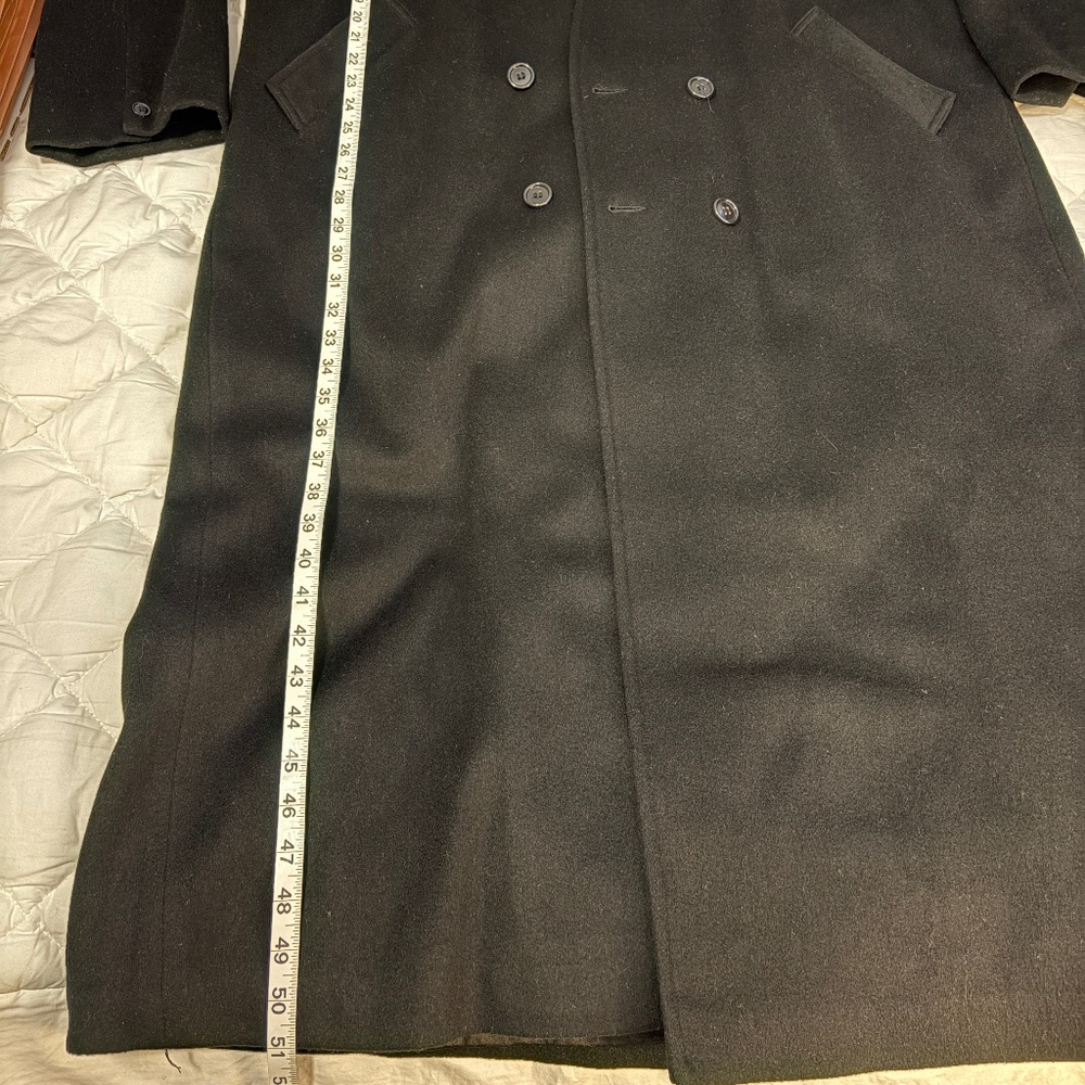 Vintage Michael Tong Black Wool Double-Breasted Long Coat - Picture 15 of 16